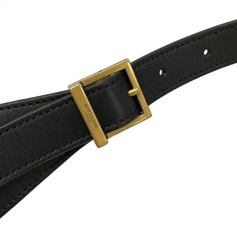 Saint Laurent Paris Shoulder Bag Hobo 697918 Black Leather