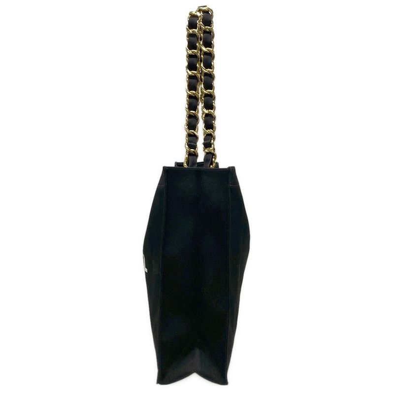 Chanel Tote Bag - Black And White Coco Mark / Chain Shoulder / Gold Hardware