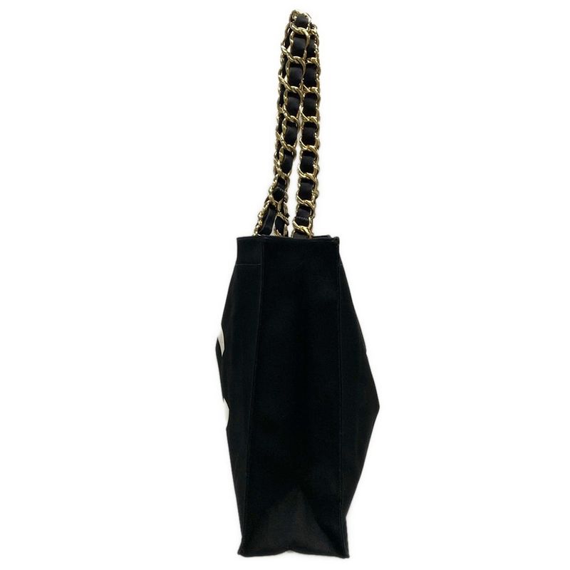 Chanel Tote Bag - Black And White Coco Mark / Chain Shoulder / Gold Hardware