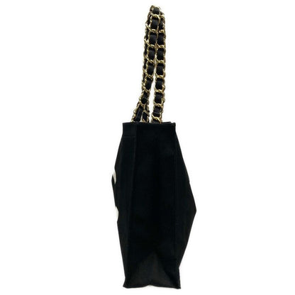 Chanel Tote Bag - Black And White Coco Mark / Chain Shoulder / Gold Hardware