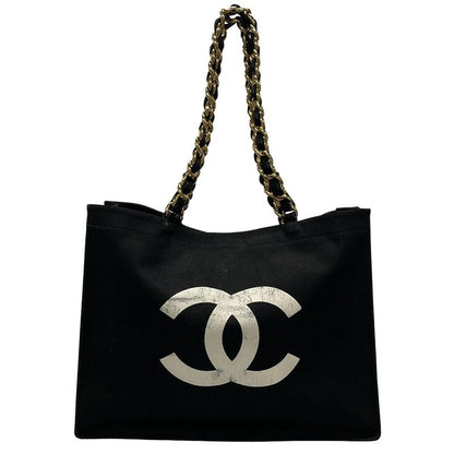 Chanel Tote Bag - Black And White Coco Mark / Chain Shoulder / Gold Hardware