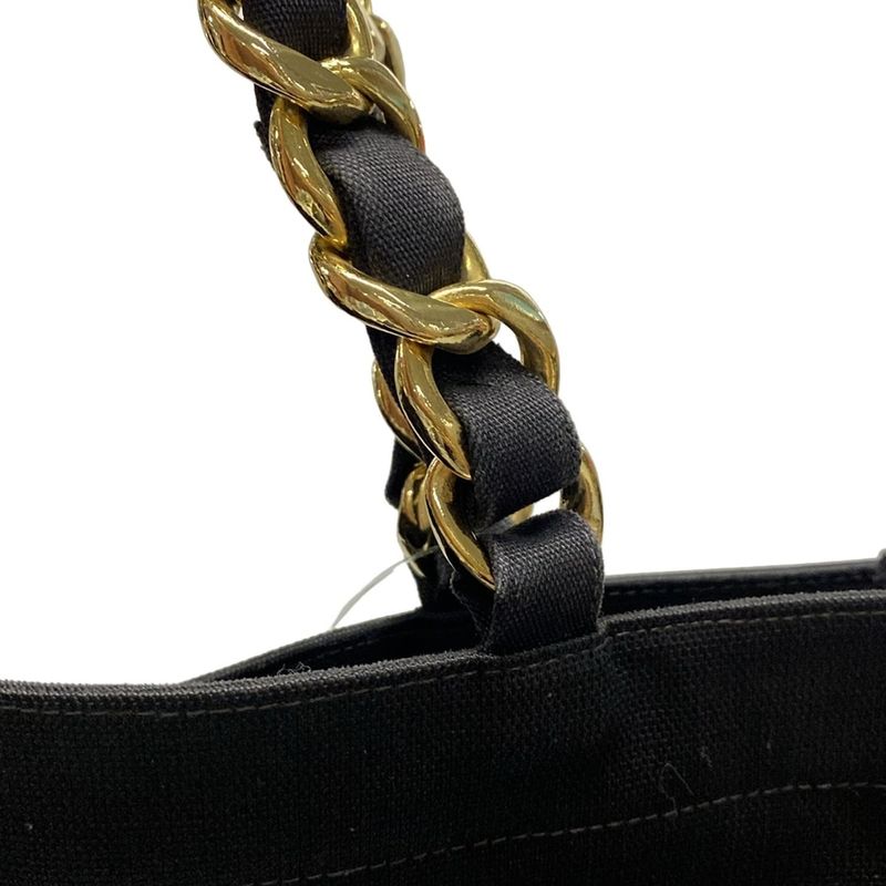 Chanel Tote Bag - Black And White Coco Mark / Chain Shoulder / Gold Hardware