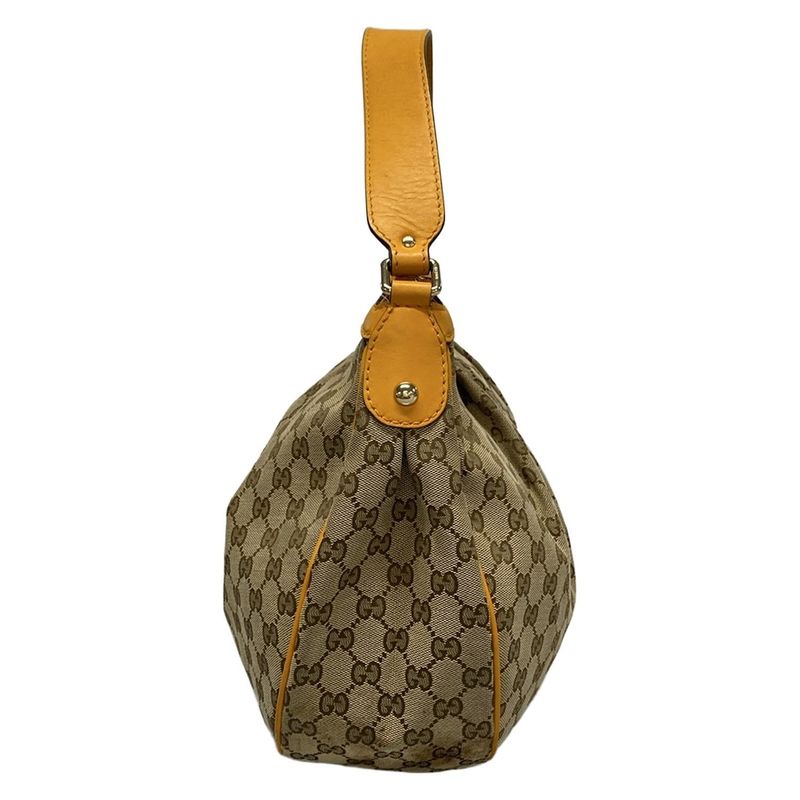 Gucci Shoulder Bag Sookie/gg Pattern 362726 Dark Brown Beige And Orange Leather