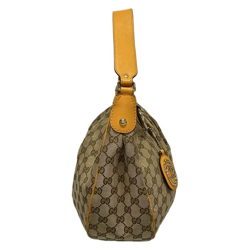Gucci Shoulder Bag Sookie/gg Pattern 362726 Dark Brown Beige And Orange Leather