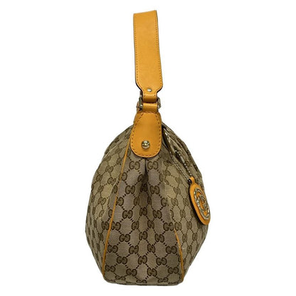 Gucci Shoulder Bag Sookie/gg Pattern 362726 Dark Brown Beige And Orange Leather
