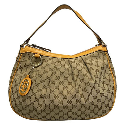 Gucci Shoulder Bag Sookie/gg Pattern 362726 Dark Brown Beige And Orange Leather