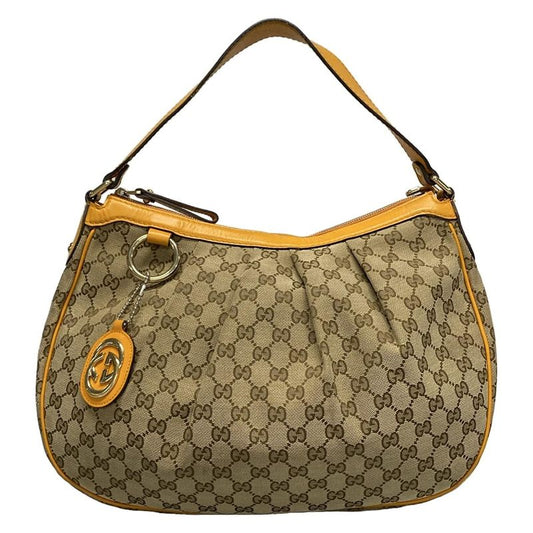 Gucci Shoulder Bag Sookie/gg Pattern 362726 Dark Brown Beige And Orange Leather