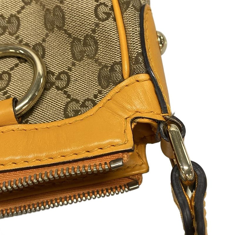 Gucci Shoulder Bag Sookie/gg Pattern 362726 Dark Brown Beige And Orange Leather