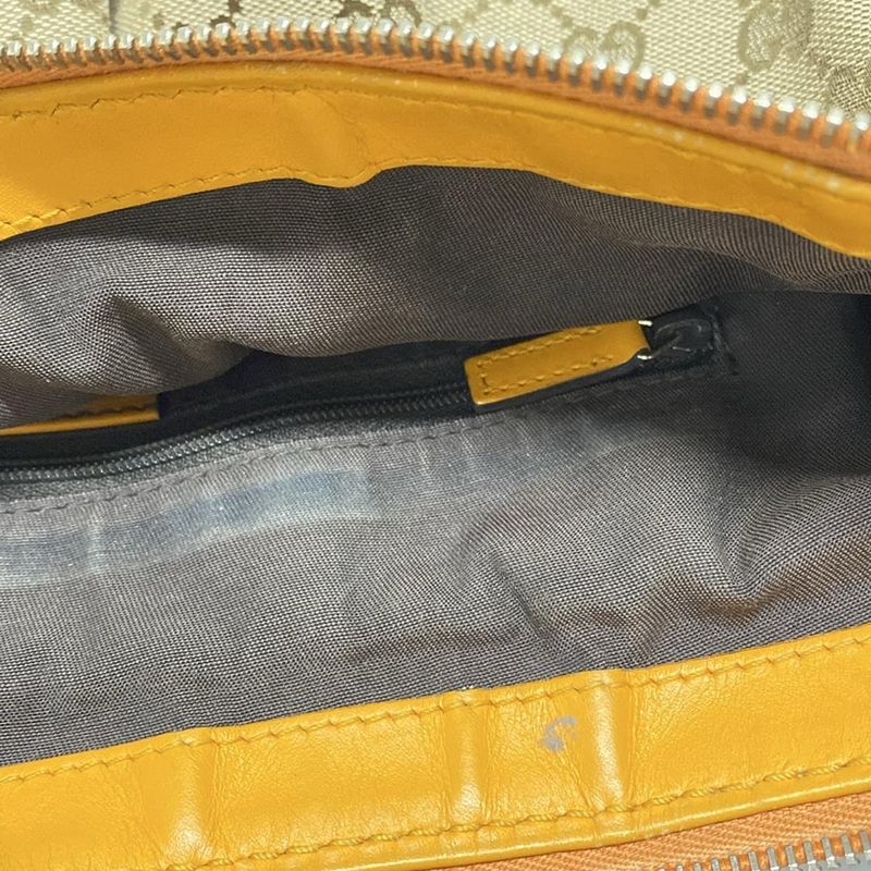 Gucci Shoulder Bag Sookie/gg Pattern 362726 Dark Brown Beige And Orange Leather