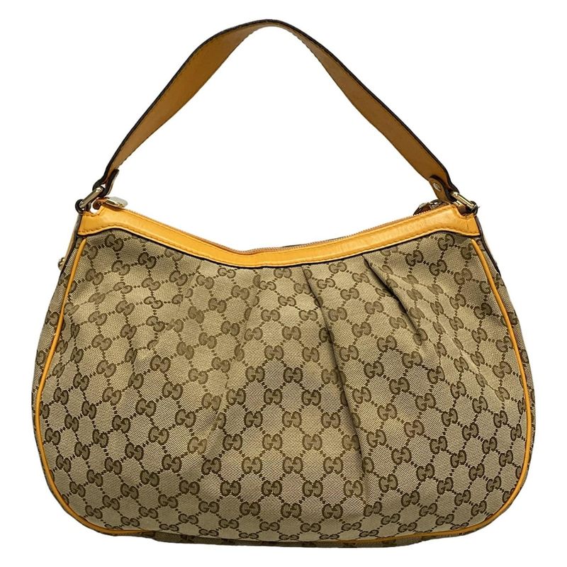 Gucci Shoulder Bag Sookie/gg Pattern 362726 Dark Brown Beige And Orange Leather