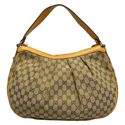 Gucci Shoulder Bag Sookie/gg Pattern 362726 Dark Brown Beige And Orange Leather