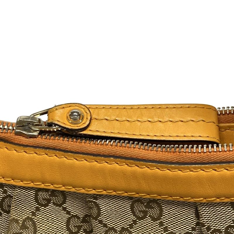 Gucci Shoulder Bag Sookie/gg Pattern 362726 Dark Brown Beige And Orange Leather