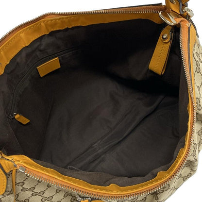 Gucci Shoulder Bag Sookie/gg Pattern 362726 Dark Brown Beige And Orange Leather