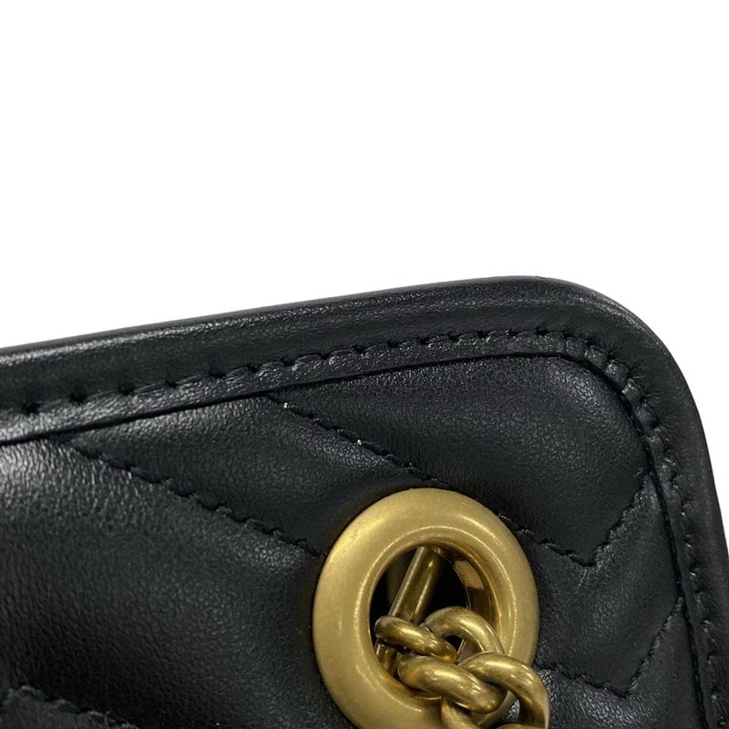 Gucci Handbag GG Marmont 696123 Black Chain Handle/mini Bag/quilted Leather