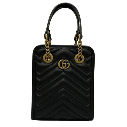 Gucci Handbag GG Marmont 696123 Black Chain Handle/mini Bag/quilted Leather