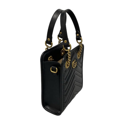 Gucci Handbag GG Marmont 696123 Black Chain Handle/mini Bag/quilted Leather
