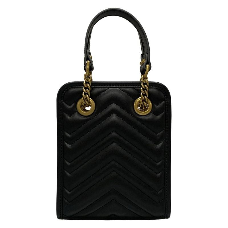 Gucci Handbag GG Marmont 696123 Black Chain Handle/mini Bag/quilted Leather