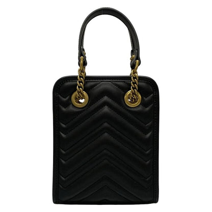 Gucci Handbag GG Marmont 696123 Black Chain Handle/mini Bag/quilted Leather