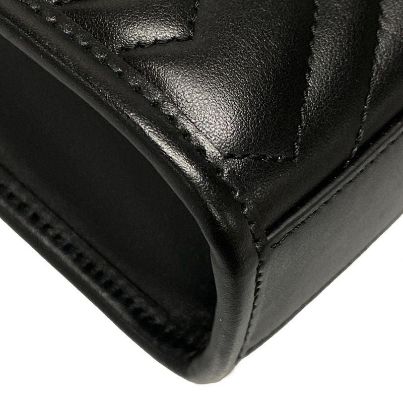 Gucci Handbag GG Marmont 696123 Black Chain Handle/mini Bag/quilted Leather