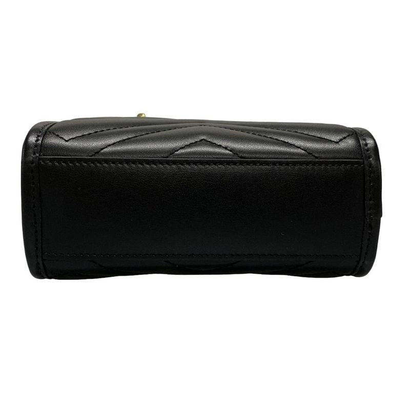 Gucci Handbag GG Marmont 696123 Black Chain Handle/mini Bag/quilted Leather