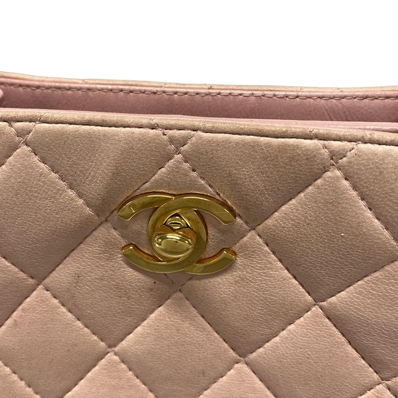 Chanel Handbag Matelasse / Trapezoid Bag Light Pink Gold Hardware / Mini