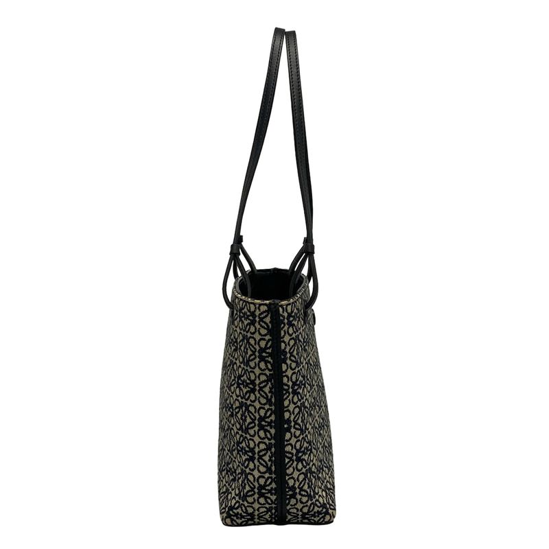 Loewe Tote Bag Anagram Pattern Navy And Ivory Leather