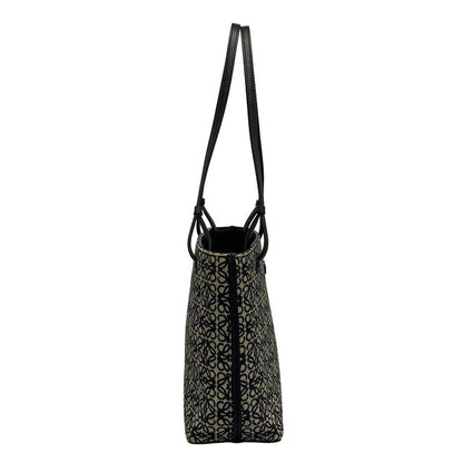 Loewe Tote Bag Anagram Pattern Navy And Ivory Leather