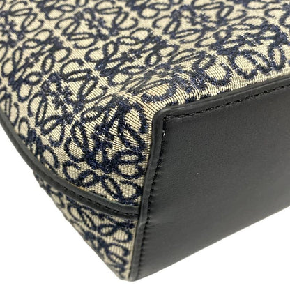 Loewe Tote Bag Anagram Pattern Navy And Ivory Leather