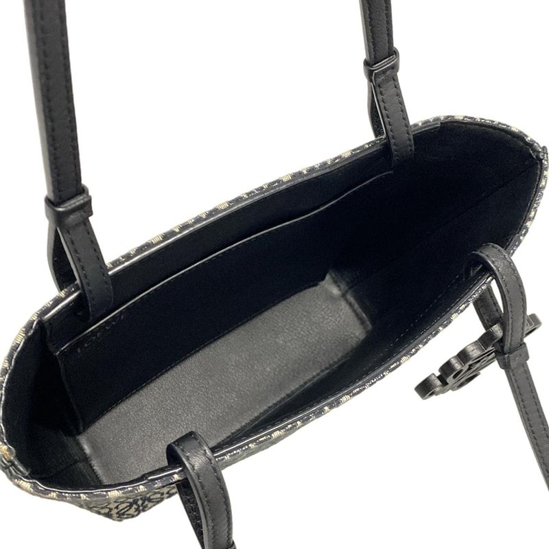 Loewe Tote Bag Anagram Pattern Navy And Ivory Leather