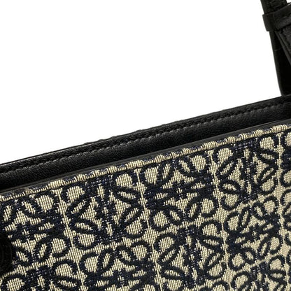 Loewe Tote Bag Anagram Pattern Navy And Ivory Leather