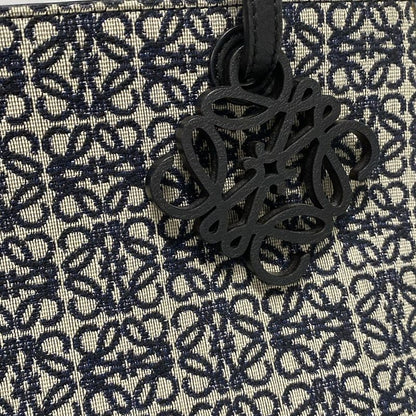 Loewe Tote Bag Anagram Pattern Navy And Ivory Leather