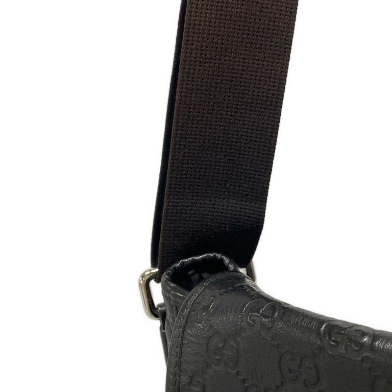 Gucci Shoulder Bag Stripe Line 246067 Black Leather