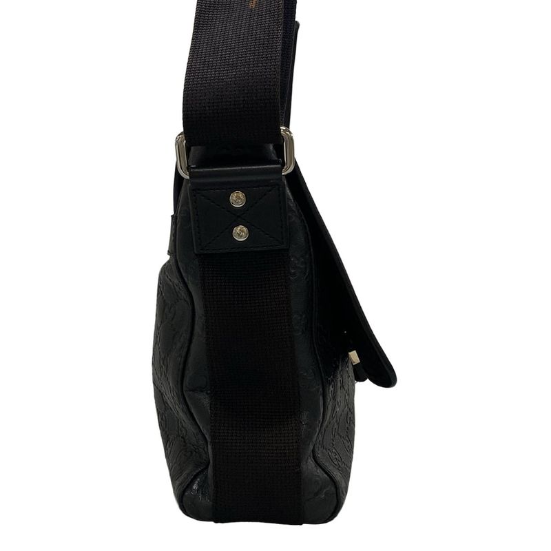 Gucci Shoulder Bag Stripe Line 246067 Black Leather