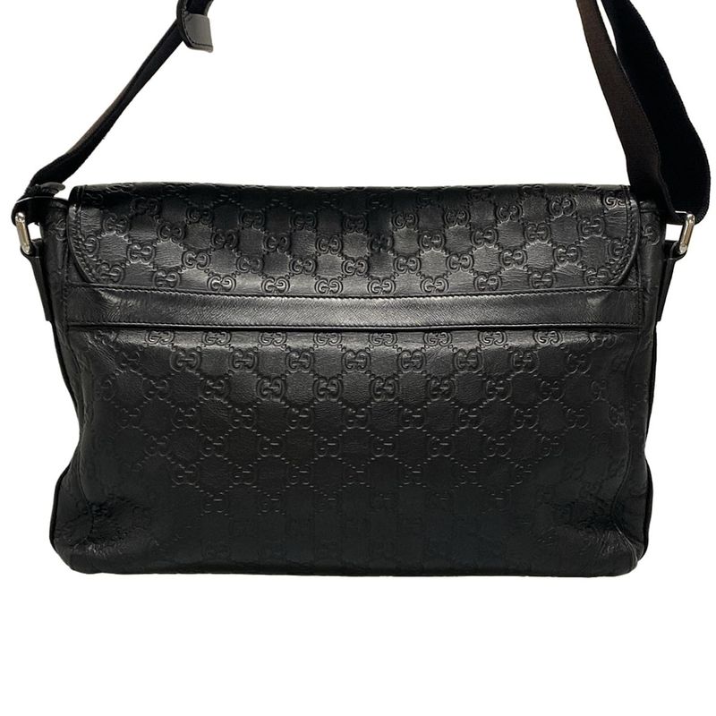 Gucci Shoulder Bag Stripe Line 246067 Black Leather