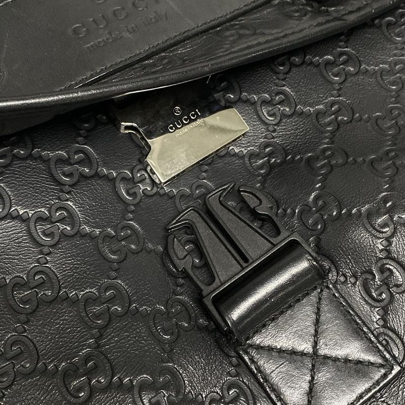Gucci Shoulder Bag Stripe Line 246067 Black Leather
