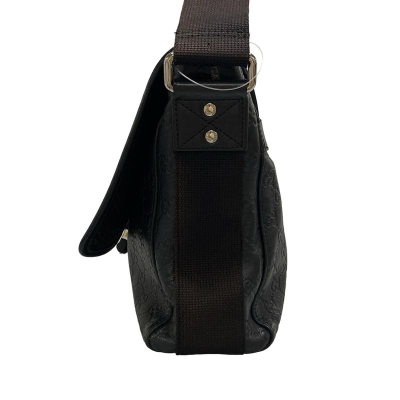 Gucci Shoulder Bag Stripe Line 246067 Black Leather