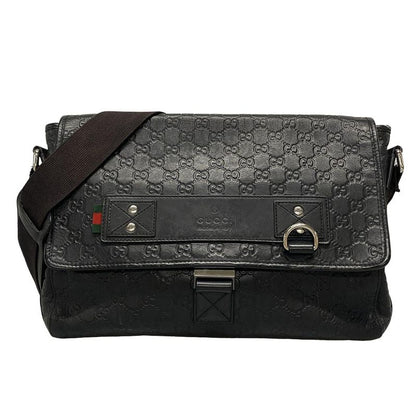 Gucci Shoulder Bag Stripe Line 246067 Black Leather