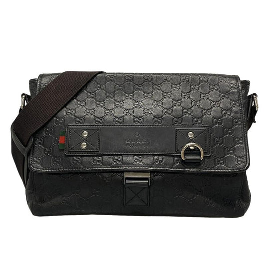Gucci Shoulder Bag Stripe Line 246067 Black Leather