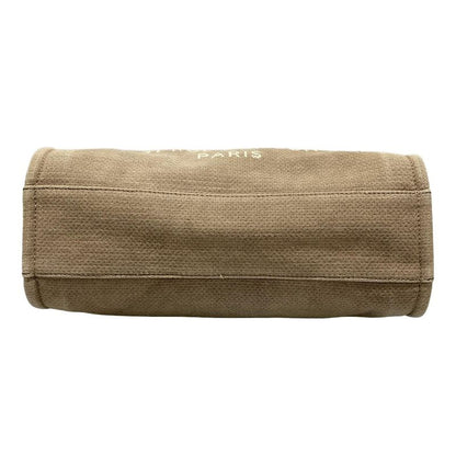 Chanel Tote Bag Deauville Line MM Beige X Dark Brown Chain Shoulder / Silver