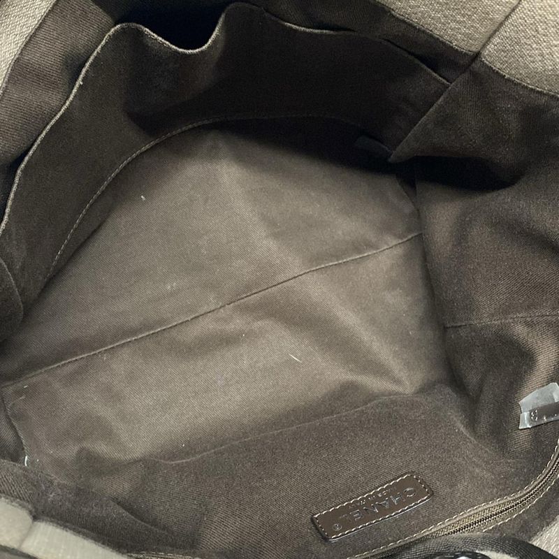 Chanel Tote Bag Deauville Line MM Beige X Dark Brown Chain Shoulder / Silver