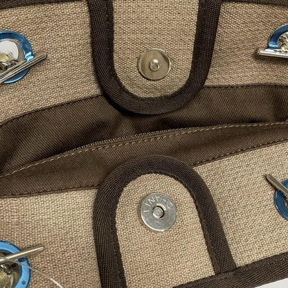 Chanel Tote Bag Deauville Line MM Beige X Dark Brown Chain Shoulder / Silver