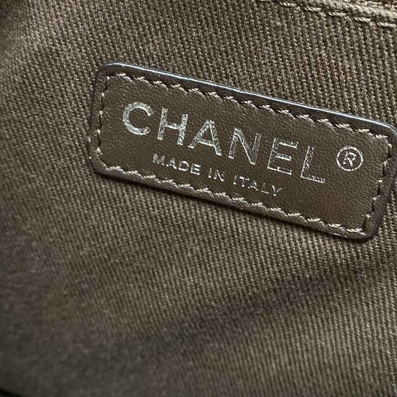 Chanel Tote Bag Deauville Line MM Beige X Dark Brown Chain Shoulder / Silver
