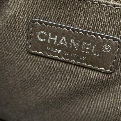 Chanel Tote Bag Deauville Line MM Beige X Dark Brown Chain Shoulder / Silver