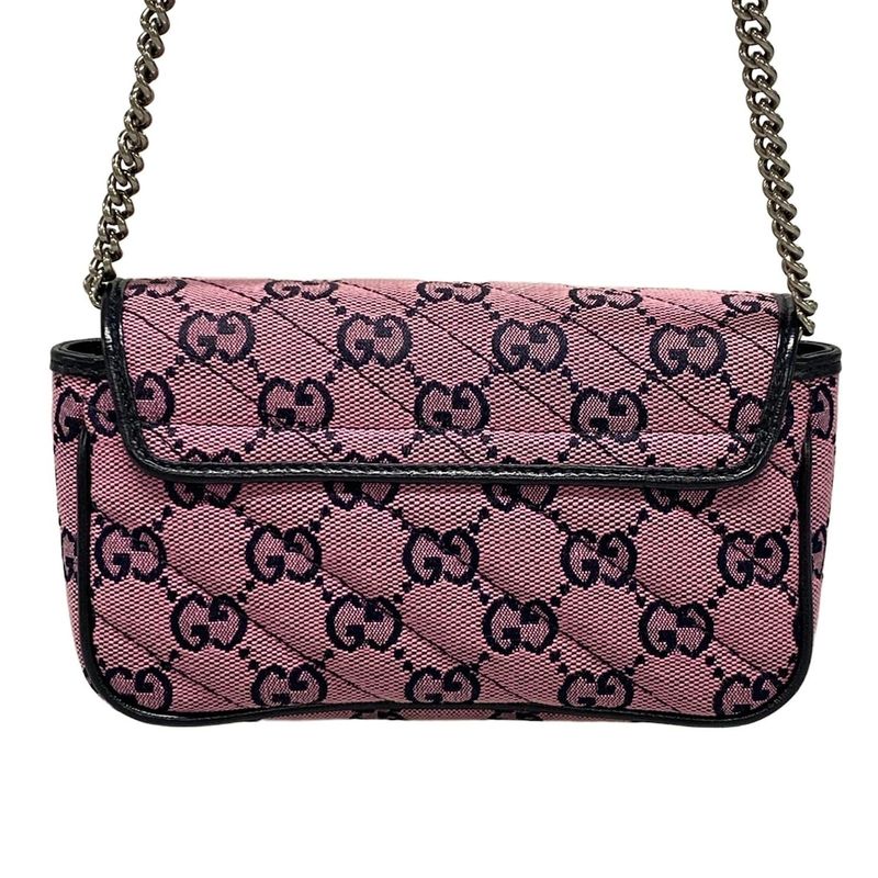 Gucci Shoulder Bag GG Marmont 476433 Pink And Dark Navy Chain Shoulder/mini Bag
