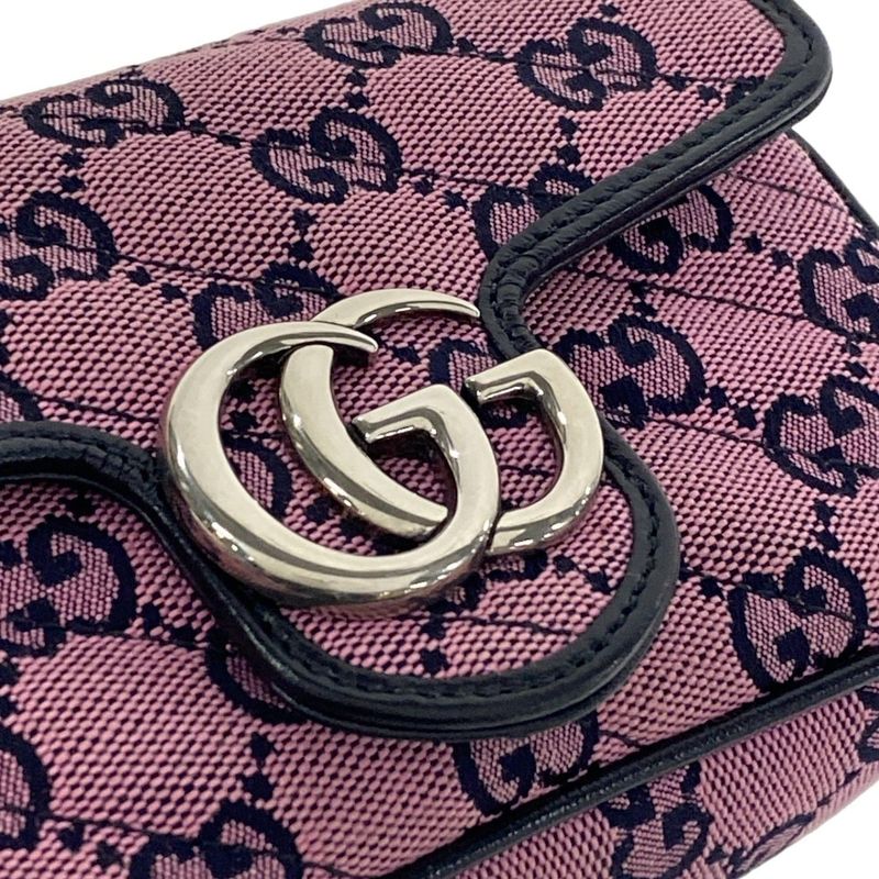 Gucci Shoulder Bag GG Marmont 476433 Pink And Dark Navy Chain Shoulder/mini Bag