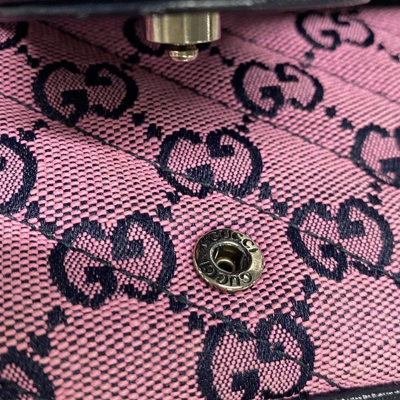 Gucci Shoulder Bag GG Marmont 476433 Pink And Dark Navy Chain Shoulder/mini Bag