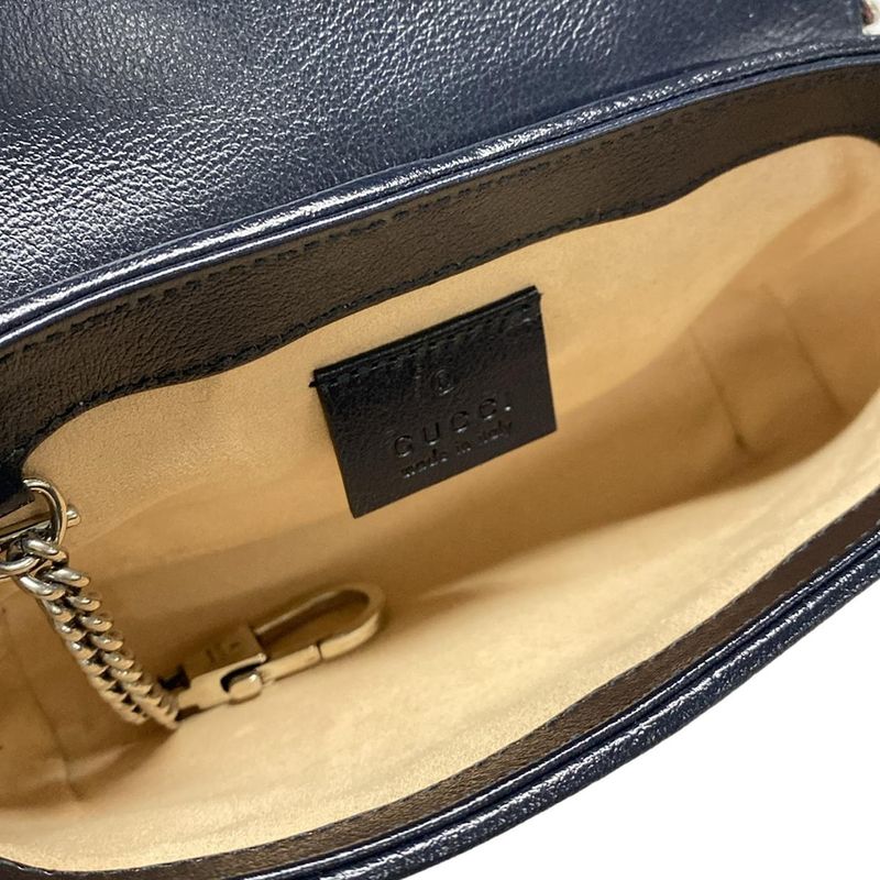 Gucci Shoulder Bag GG Marmont 476433 Pink And Dark Navy Chain Shoulder/mini Bag