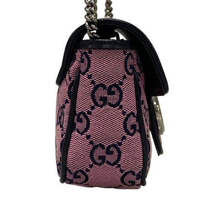 Gucci Shoulder Bag GG Marmont 476433 Pink And Dark Navy Chain Shoulder/mini Bag