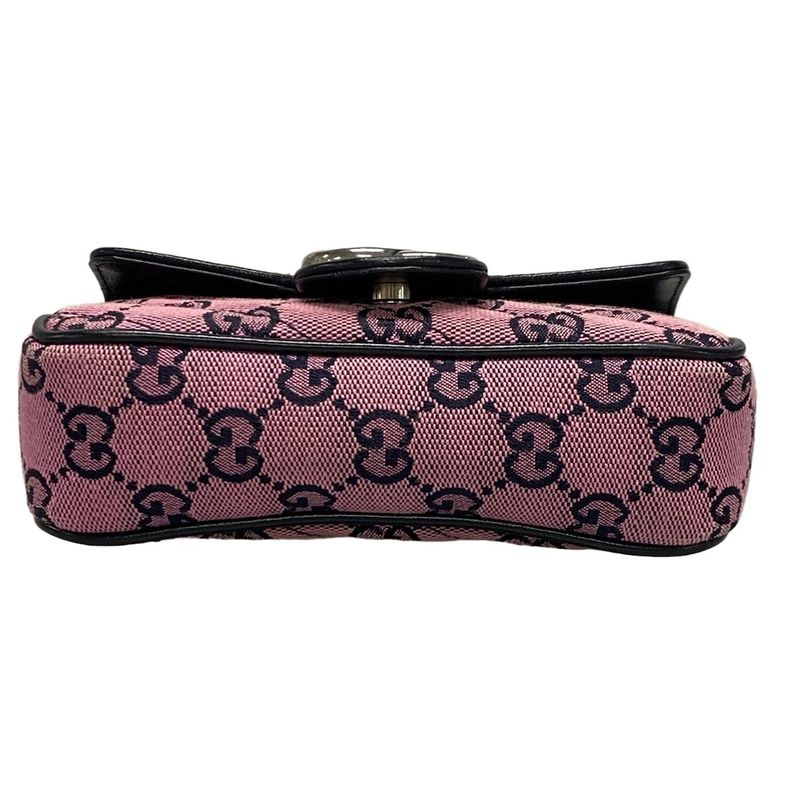 Gucci Shoulder Bag GG Marmont 476433 Pink And Dark Navy Chain Shoulder/mini Bag