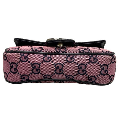Gucci Shoulder Bag GG Marmont 476433 Pink And Dark Navy Chain Shoulder/mini Bag